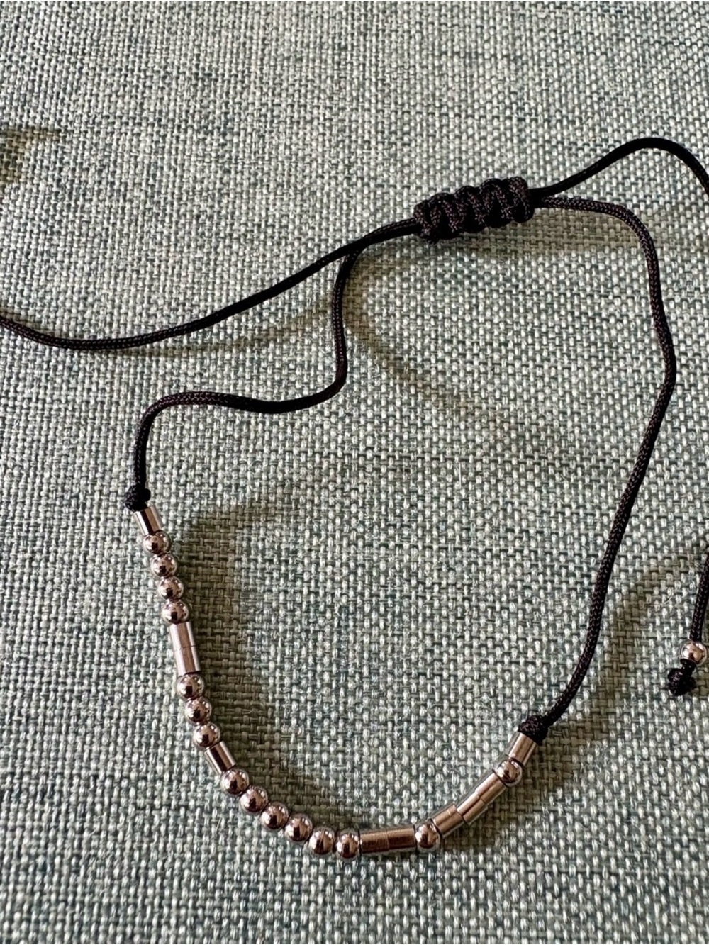 Joycuff Badass Mama Morse Code Bracelet - Silver Beads on Black Cord